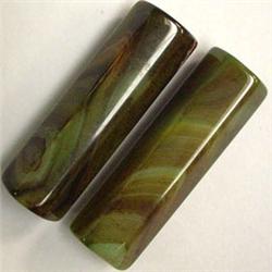 100 CTS TWO AGATE BEADS 40x12 MM - FULL DRILLED