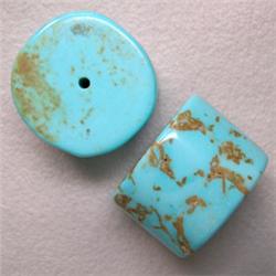 80 CTS PAIR OF STABILIZED TURQUOISE RONDELLES 17x13 MM