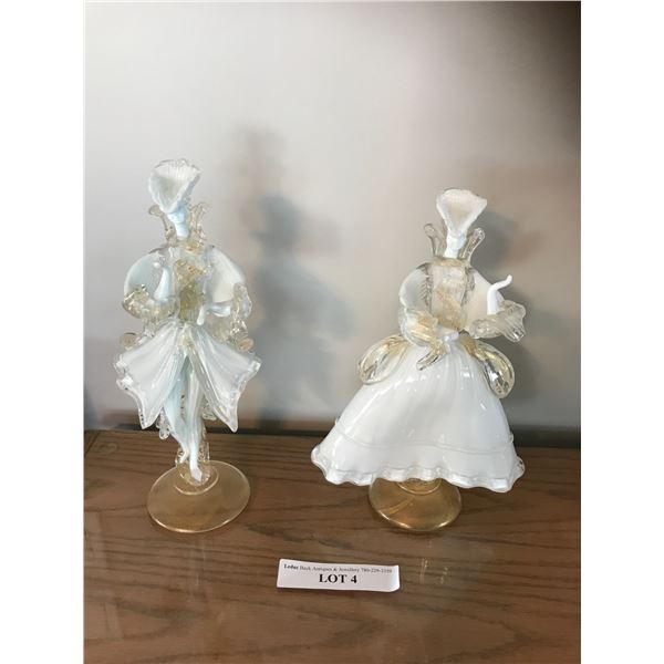2 Large Italian Hand-blown Glass Figurines (Venice)