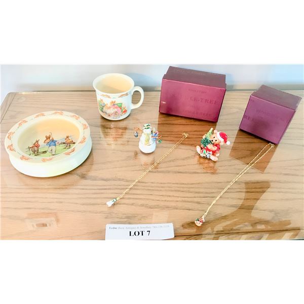 Royal Doulton Bunnykins Collectible Bowl & Mug, 2 Single Ornate Snowman & Christmas Bear Boxes with 