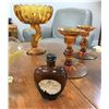 Image 2 : Paul Masson Rare Cream Bottle, Carnival Glass Dish, Asst Vintage Bowls & Candle Holders