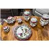 Image 5 : Floral Teapot, Plate, Cream & Sugar Dishes & 3 Kitchen Canisters