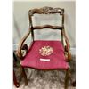 Image 2 : Burgundy Petit Point Art Nouveau Side Chair & 2 Wood Dining Room Chairs