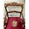 Image 3 : Burgundy Petit Point Art Nouveau Side Chair & 2 Wood Dining Room Chairs