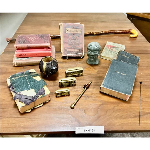 Jakarta Indonesia Cup/Straw, Wood Cane, Soapstone Carving, 3 Brass San Francisco Cable Cars, Various