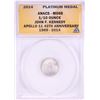 2014 Proof 1/10 oz Platinum JFK Apollo 11 Anniversary Medal ANACS MS68