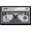 Image 1 : 1899 $1 Black Eagle Silver Certificate Note Fr.226a PMG About Uncirculated 53