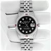 Image 3 : Rolex Men's Stainless Steel Black Diamond & Ruby Datejust Wristwatch