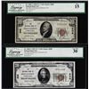 Image 1 : Lot of (2) 1929 $10 Posttown, PA CH# 608 National Currency Note Legacy Fine 15/ VF30