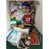 Image 4 : WHITE BUILT IN DOUBLE DOOR CABINET WITH GARDENING ITEMS AND A NEW DRILL IN BOX - PLEASE SEE IMAGES F
