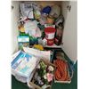 Image 5 : WHITE BUILT IN DOUBLE DOOR CABINET WITH GARDENING ITEMS AND A NEW DRILL IN BOX - PLEASE SEE IMAGES F