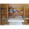Image 1 : STOVE AREA: UPPER CABINET - ALL CONTENTS & SW-CORNER COUNTERTOP ITEMS.