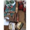 Image 1 : CONTENTS OF TRIPLE DRESSER AREA INCLUDES: BOXES OF SHEETS, PILLOWCASES, CHRISTMAS ITEMS, ETC. EXCLUD
