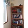 Image 3 : BOOKSHELF (3-SHELVES, 2-DOOR) BOOKS, LAMP, BLUE MOUNTAIN POTTERY PC; CLOSET CONTENTS, AFGHAN, HANGER