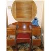 Image 3 : 5-PC BDRM SET, VANITY (MISSING MIRROR); STOOL, SIDETABLE, 4-DRAWER CHEST, DOUBLE BED & BEDDING. W/ C