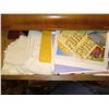 Image 7 : 5-PC BDRM SET, VANITY (MISSING MIRROR); STOOL, SIDETABLE, 4-DRAWER CHEST, DOUBLE BED & BEDDING. W/ C