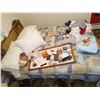 Image 13 : DOUBLE BED, VANITY w/ MIRROR & CONTENTS; SM. BOOKSHELF; CLOSET CONTENTS, CHAIR, SOME JEWELRY; BLANKE