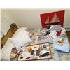 Image 16 : DOUBLE BED, VANITY w/ MIRROR & CONTENTS; SM. BOOKSHELF; CLOSET CONTENTS, CHAIR, SOME JEWELRY; BLANKE