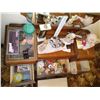 Image 7 : DOUBLE BED, VANITY w/ MIRROR & CONTENTS; SM. BOOKSHELF; CLOSET CONTENTS, CHAIR, SOME JEWELRY; BLANKE