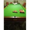 Image 1 : BILLIARDS LOT: 124" X 33" ( VERY HEAVY, BUYER MUST REMOVE ITEMS THEMSELVES) 10 CUES, 1 X GRANNY STIC