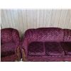 Image 1 : THREE PIECES OF FURNITURE, PURPLE COUCH AND CHAIR, TWEED CHAIR