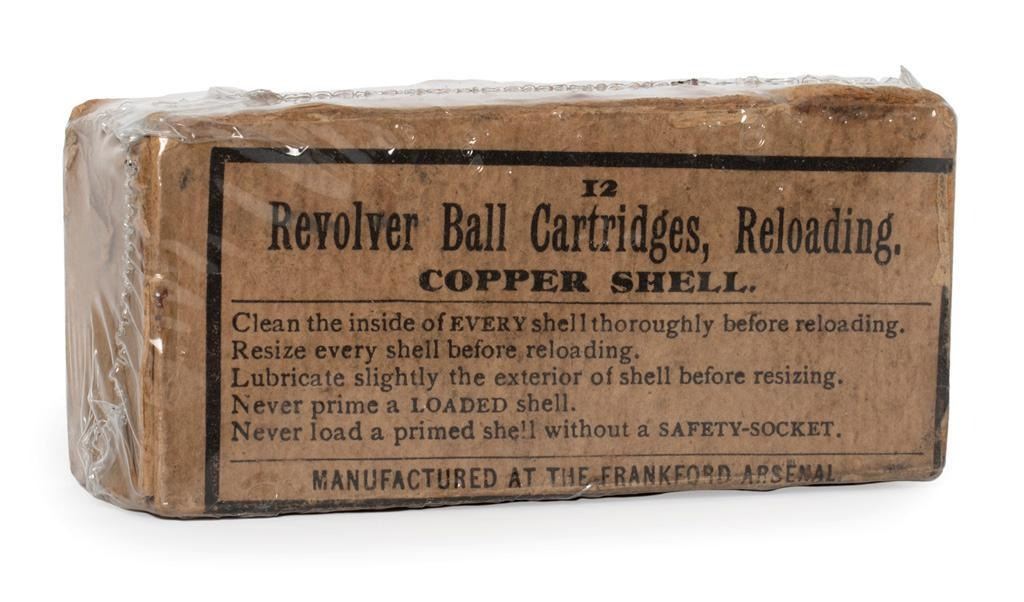 Twelve Revolver Ball Cartridges, Reloading Copper Shell