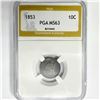 Image 1 : 1853 Arrows Seated Liberty Dime PGA-MS63