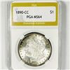 Image 1 : 1890-CC Morgan Silver Dollar PGA-MS64
