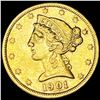 Image 1 : 1901-S $5 Gold Half Eagle CLOSELY UNCIRCULATED