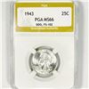Image 1 : 1943 Washington Silver Quarter PGA-MS66 DDO
