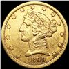 Image 1 : 1899 $5 Gold Half Eagle ABOUT UNCIRCULATED