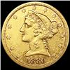 Image 1 : 1880 $5 Gold Half Eagle NICELY CIRCULATED