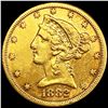 Image 1 : 1882 $5 Gold Half Eagle ABOUT UNCIRCULATED