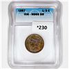 1857 Braided Hair Half Cent ICG-MS65 BR