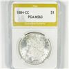 Image 1 : 1884-CC Morgan Silver Dollar PGA-MS63