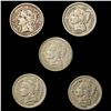 Image 1 : (5) Nickel 3 Cents NICELY CIRCULATED