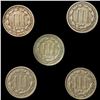 Image 2 : (5) Nickel 3 Cents NICELY CIRCULATED