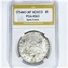 Image 1 : 1754MO MF Mexico 8 Reales PGA-MS63 Same Crowns