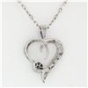 Image 5 : 10k White Gold Pave Set Single Cut Diamond Open Heart Flower Cluster Pendant Nec