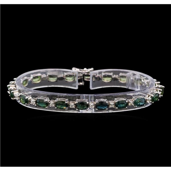 14KT White Gold 11.20 ctw Green Sapphire and Diamond Bracelet