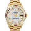 Image 1 : Rolex Ladies 18K Yellow Gold MOP Diamond & Ruby President Wristwatch