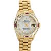 Image 2 : Rolex Ladies 18K Yellow Gold MOP Diamond & Ruby President Wristwatch