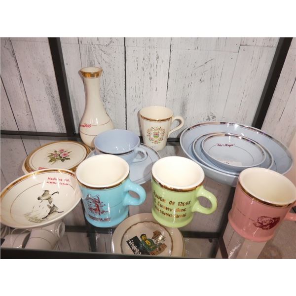 decorative mugs, plates, bowls