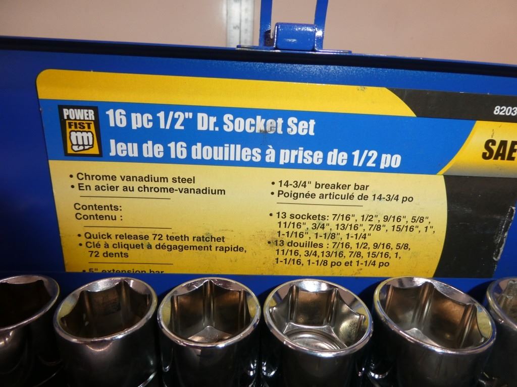 16 pc 1/2" Dr. Socket Set