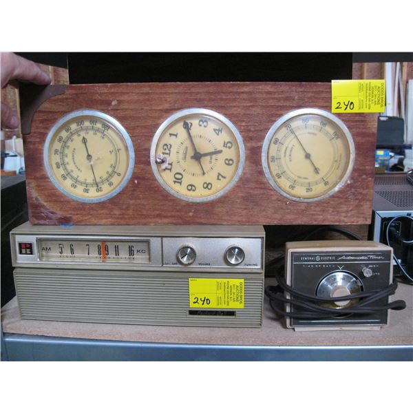 PACKER BELL RADIO, GENERAL ELECTRIC AUTO TIMER & BAROMETER