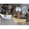 Image 1 : 2 BOXES W/INTERIOR GLASS COVERS & GLOBES & EXTERIOR WALL MOUNT LIGHT FIXTURES