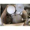 Image 2 : 2 BOXES W/INTERIOR GLASS COVERS & GLOBES & EXTERIOR WALL MOUNT LIGHT FIXTURES