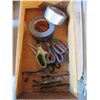 Image 2 : WOODEN DRAWER W/DUCKTAPE, SCISSORS & GLASSES