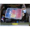 Image 1 : BIN OF WIRE CONNECTORS, ANALOGUE MULTI METER, PVC ELECTRICAL TAPE, NAVY SEAL LICENCE PLATE, ETC.