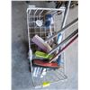 Image 2 : 2 METAL CRATES, BROOMS, ETC.